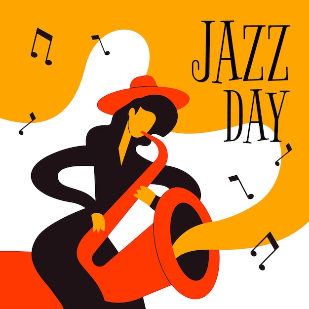 Bezpłatny wektor ręcznie rysowane motyw międzynarodowego dnia jazzu