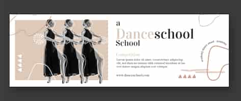 Bezpłatny wektor ręcznie rysowane nagłówek twittera szkoły tańca