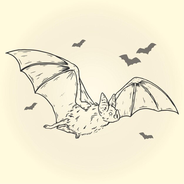 Ręcznie rysowane nietoperza halloween