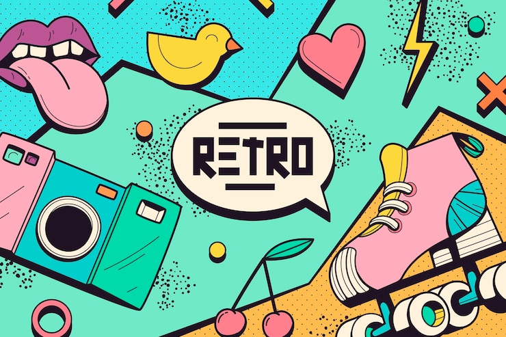 Bezpłatny plik Wektor ręcznie rysowane nostalgiczne tło lat 90.