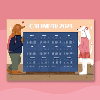 Ręcznie rysowane nowy rok kalendarzowy 2021