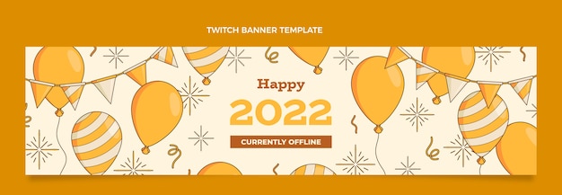 Bezpłatny wektor ręcznie rysowane nowy rok twitch banner