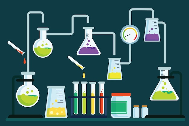 Ręcznie rysowane obiekty laboratorium naukowego