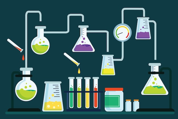 Bezpłatny wektor ręcznie rysowane obiekty laboratorium naukowego