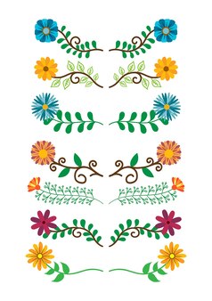 Ręcznie rysowane obramowania elementów zestaw kolekcja kwiatowy ornament wirowa wektor