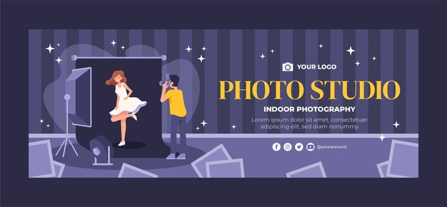 Ręcznie rysowane okładka studia fotograficznego na Facebooku