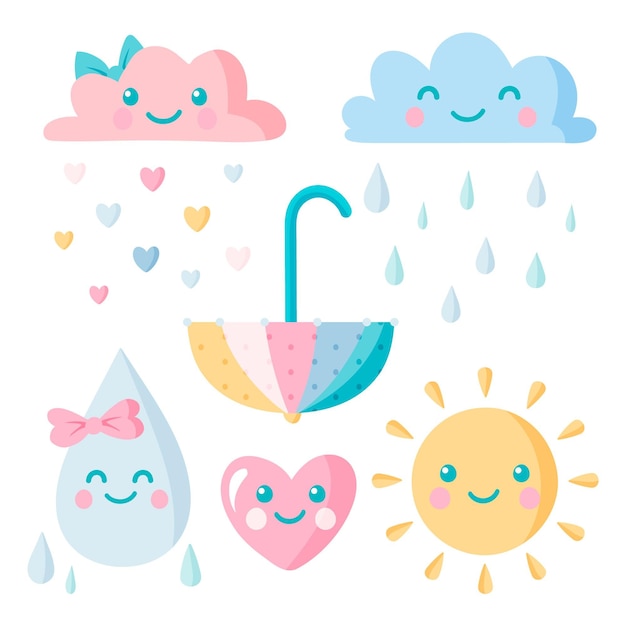 Ręcznie rysowane pakiet elementów dekoracji chuva de amor
