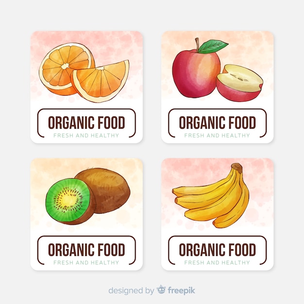 Ręcznie Rysowane Pakiet Etykiet Owoców Ekologicznych
