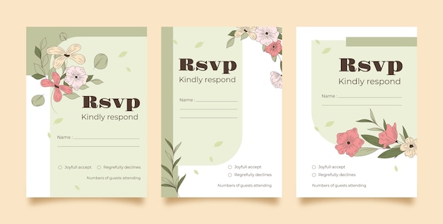 Ręcznie rysowane pakiet kart rsvp