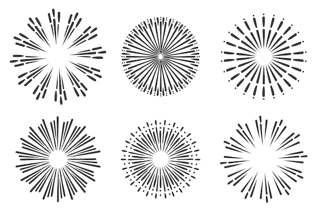 Ręcznie Rysowane Pakiet Ozdób Sunburst