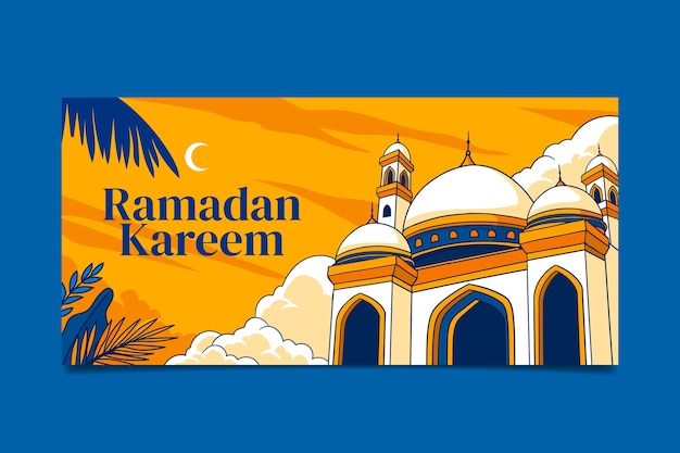 Ręcznie Rysowane Pakiet Poziomych Banerów Ramadan