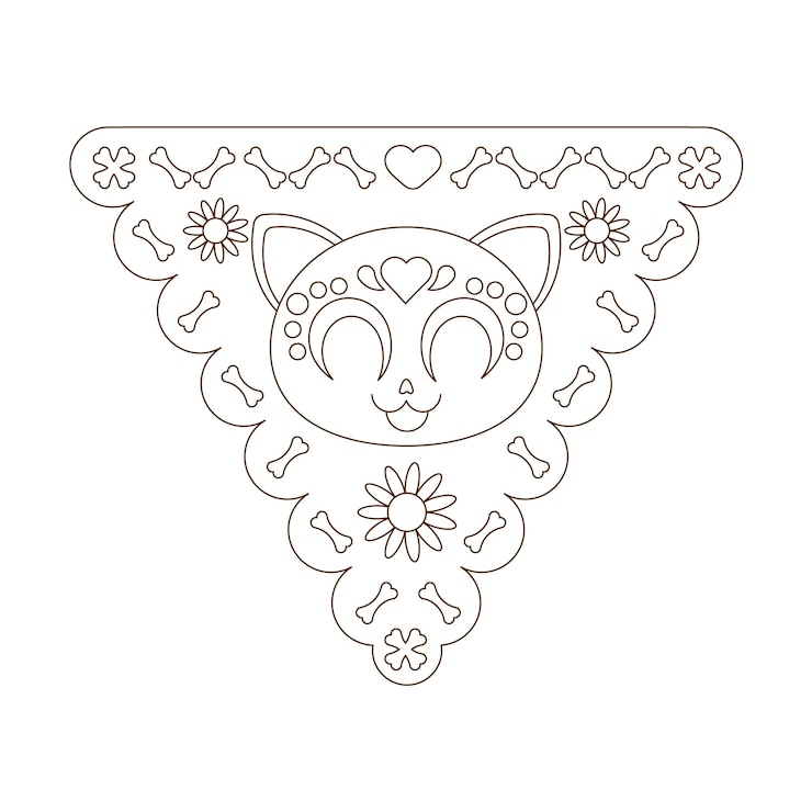 Bezpłatny plik Wektor ręcznie rysowane papel picado kolorowanki ilustracja