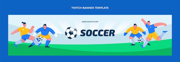 Bezpłatny wektor ręcznie rysowane piłka nożna twitch banner