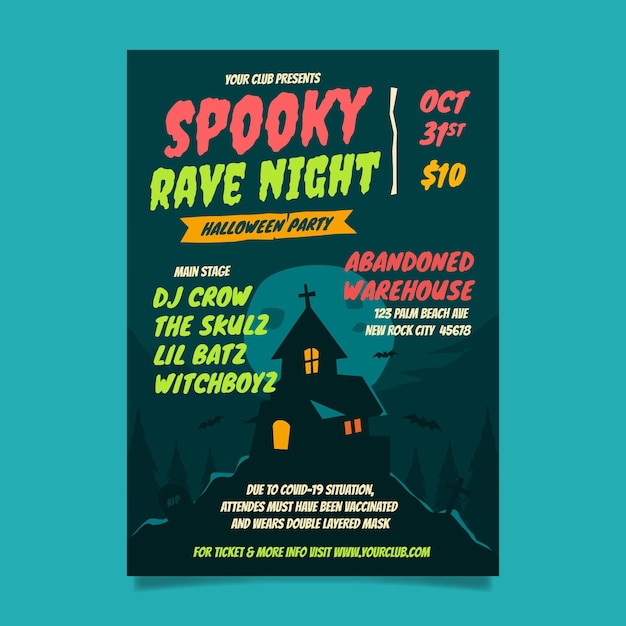 Ręcznie Rysowane Pionowy Szablon Ulotki Halloween Party