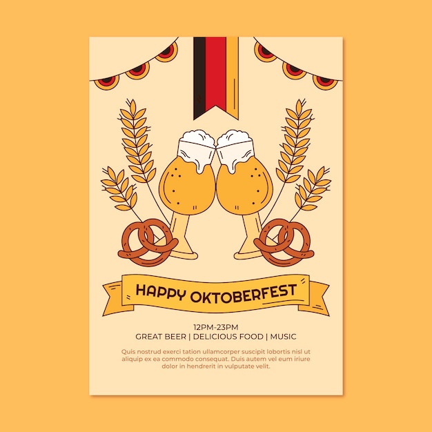 Ręcznie Rysowane Pionowy Szablon Ulotki Oktoberfest