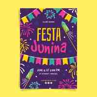 Bezpłatny wektor ręcznie rysowane plakat festa junina