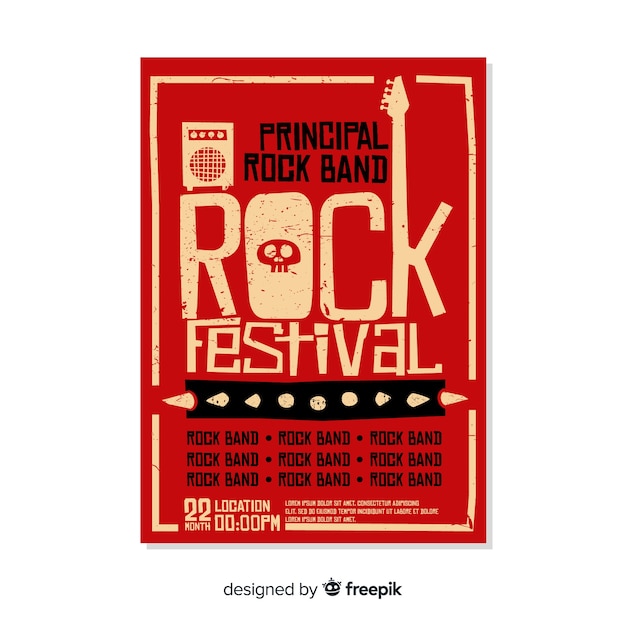 Ręcznie Rysowane Plakat Festiwal Muzyczny Szablon