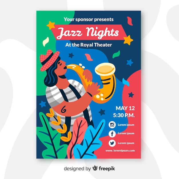 Ręcznie Rysowane Plakat Festiwalu Jazzowych Nocy