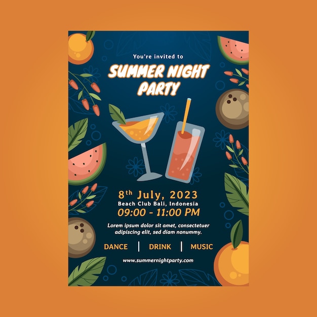Ręcznie Rysowane Plakat Imprezowy Letniej Nocy