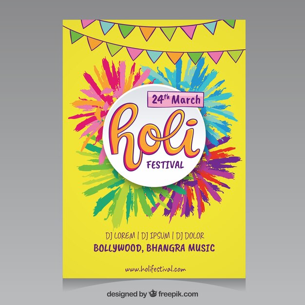 Ręcznie Rysowane Plakat Na Festiwalu Holi