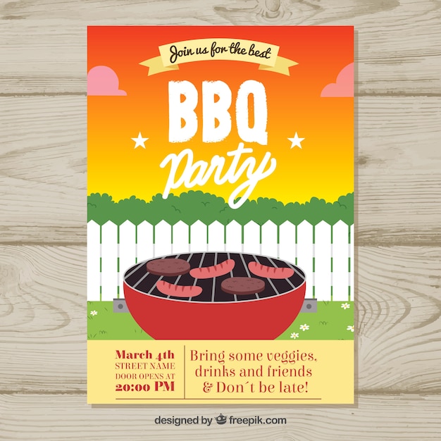 Ręcznie Rysowane Plakat Na Imprezę Bbq