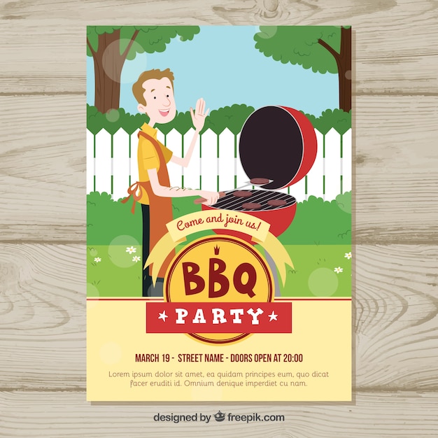 Bezpłatny wektor ręcznie rysowane plakat na imprezę bbq