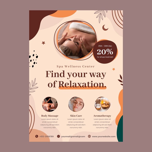 Ręcznie rysowane plakat zabiegowy boho spa