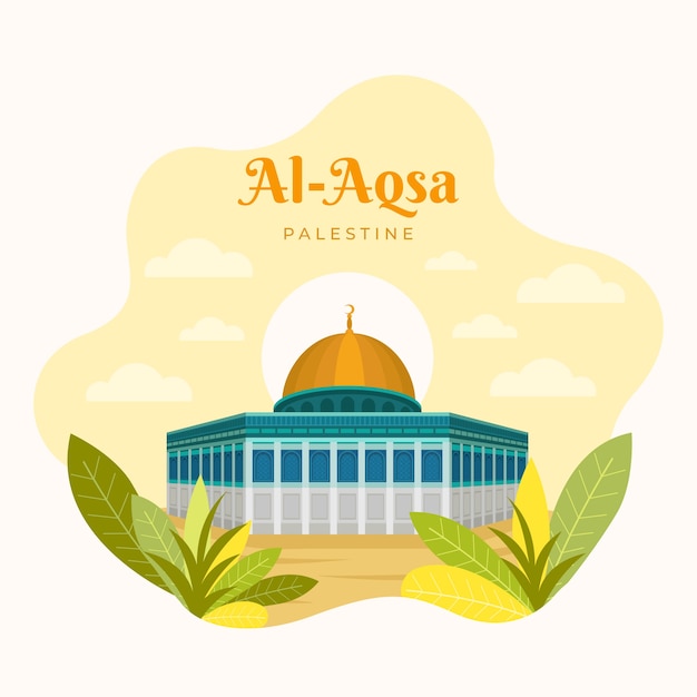 Ręcznie Rysowane Płaska Ilustracja Al Aqsa