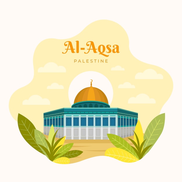 Bezpłatny wektor ręcznie rysowane płaska ilustracja al aqsa