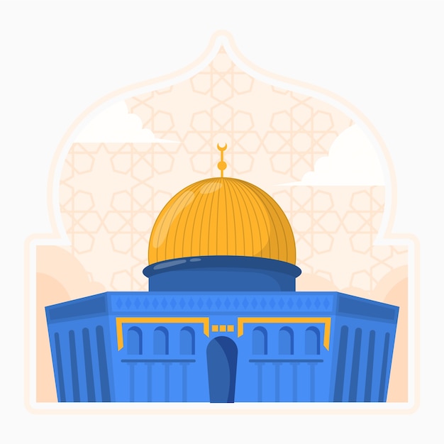 Ręcznie Rysowane Płaska Ilustracja Al Aqsa