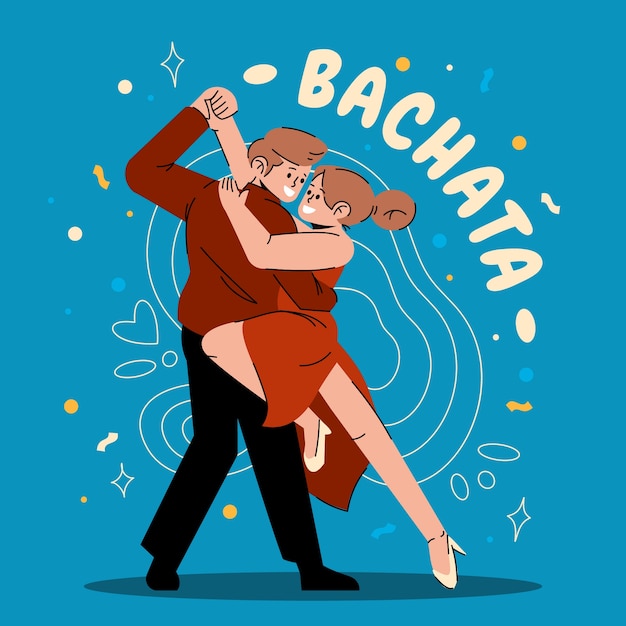 Bezpłatny wektor ręcznie rysowane płaska ilustracja bachata