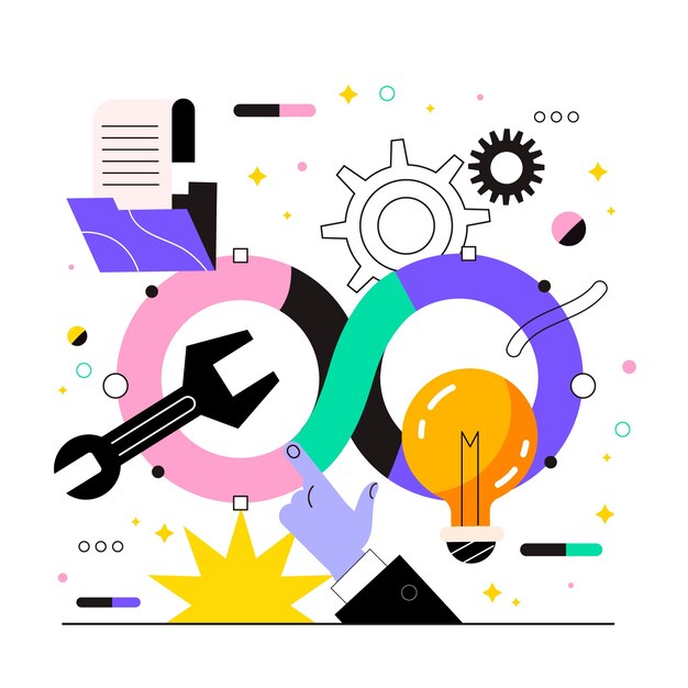 Ręcznie rysowane płaska ilustracja devops
