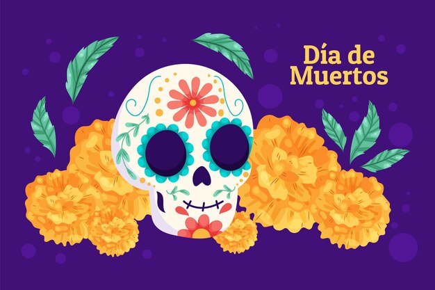 Ręcznie rysowane płaska ilustracja dia de muertos