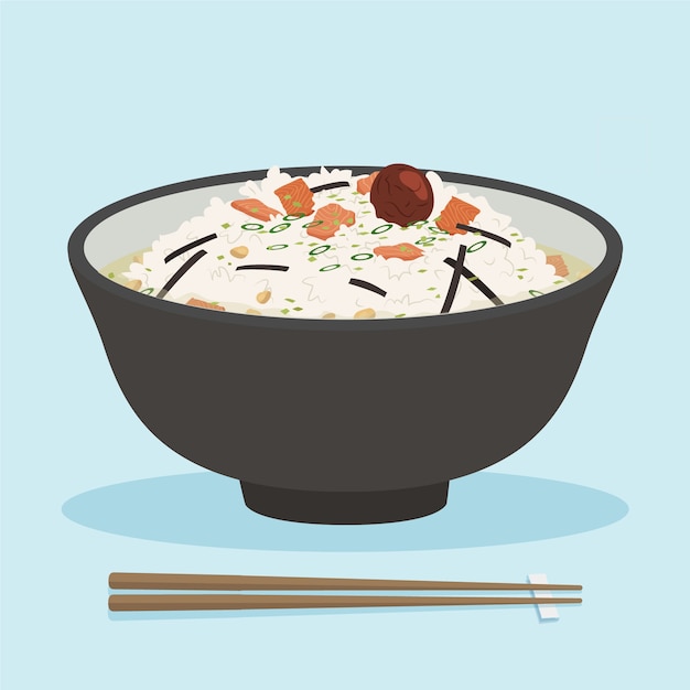 Ręcznie rysowane płaska ilustracja jedzenie w japonii