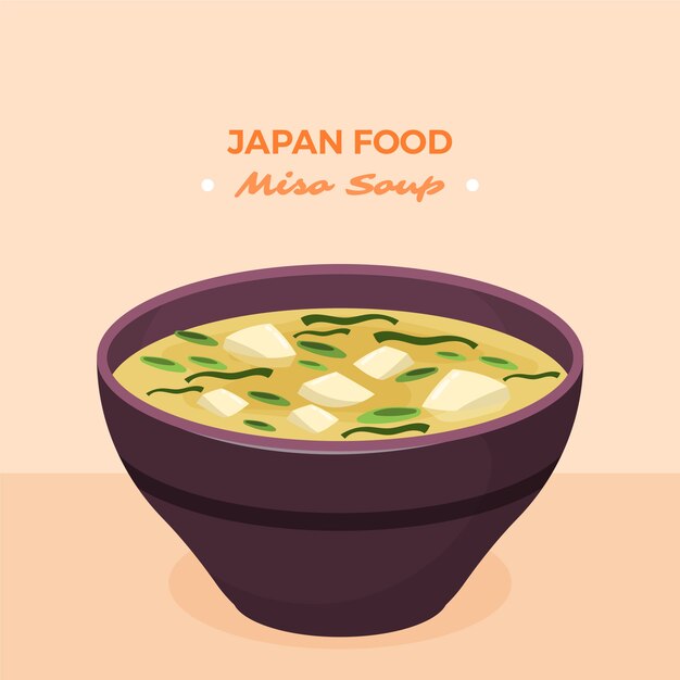 Ręcznie rysowane płaska ilustracja jedzenie w japonii