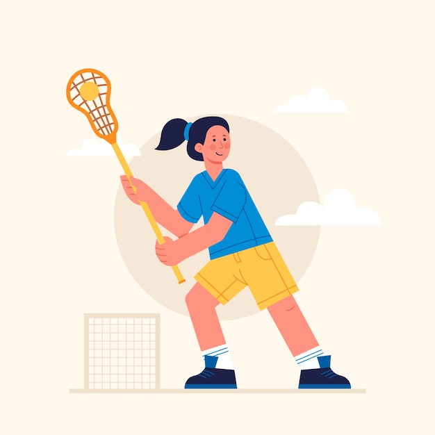 Bezpłatny wektor ręcznie rysowane płaska ilustracja lacrosse