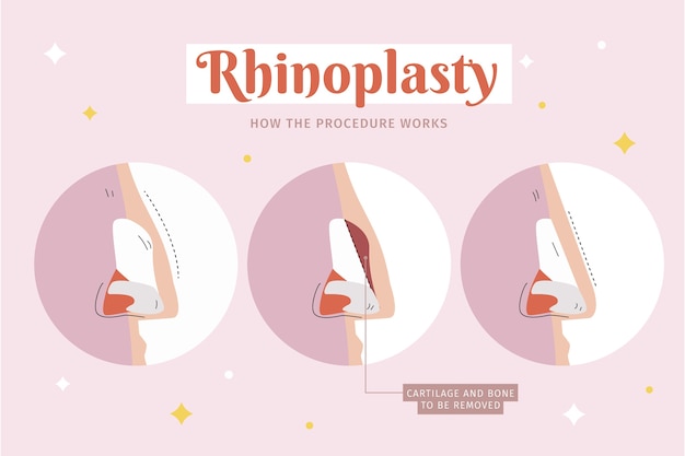 Bezpłatny wektor ręcznie rysowane płaska infografika korekcji nosa