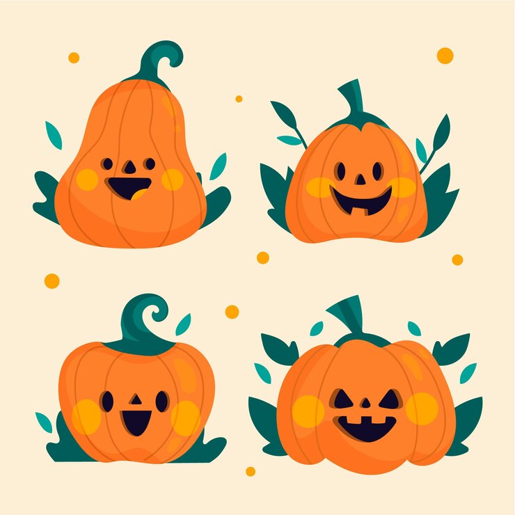 Bezpłatny plik Wektor ręcznie rysowane płaska kolekcja dyni halloween