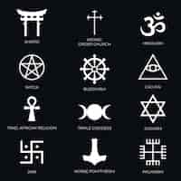 Bezpłatny wektor ręcznie rysowane płaska kolekcja symboli religijnych