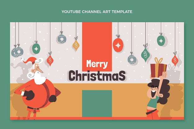 Ręcznie rysowane płaska świąteczna sztuka kanału youtube