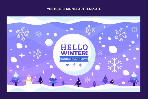 Ręcznie Rysowane Płaska Zimowa Sztuka Kanału Youtube