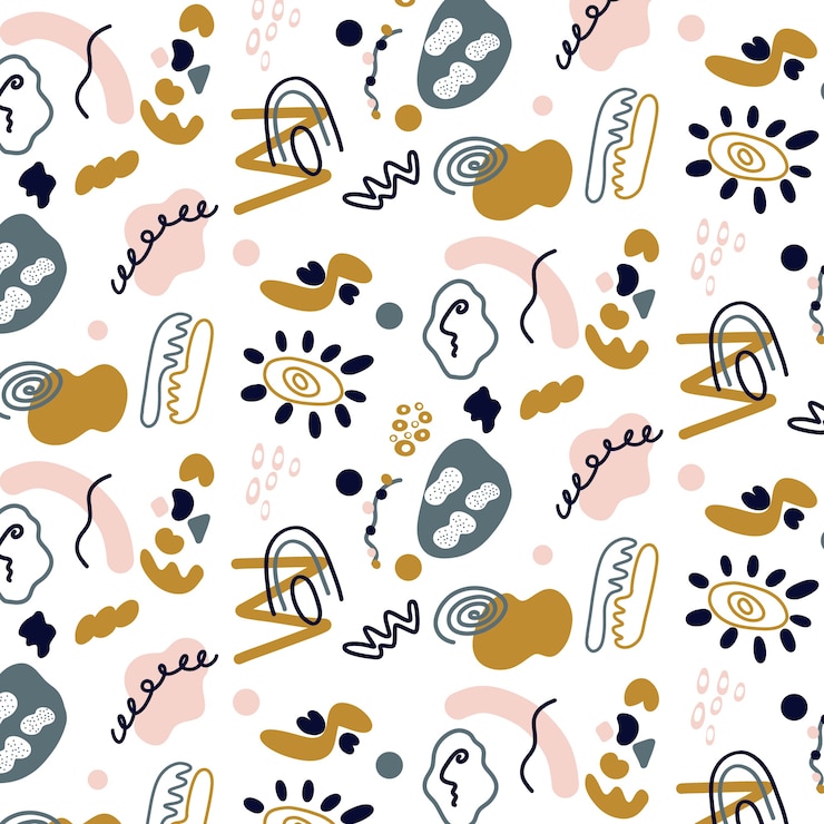 Bezpłatny plik Wektor ręcznie rysowane płaski abstrakcyjny wzór doodle