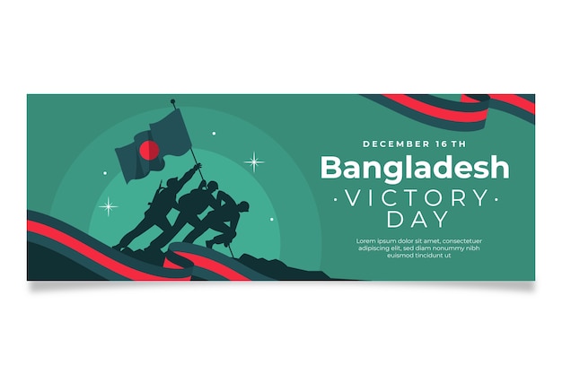 Bezpłatny wektor ręcznie rysowane płaski bangladesz dzień zwycięstwa poziomy baner