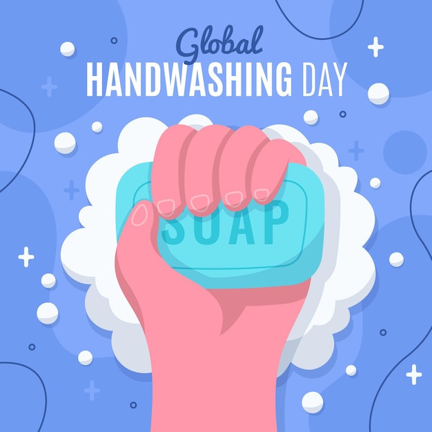Bezpłatny wektor ręcznie rysowane płaski globalny dzień mycia rąk ilustracja