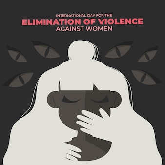 Ręcznie rysowane płaski międzynarodowy dzień eliminacji przemocy wobec kobiet ilustracja
