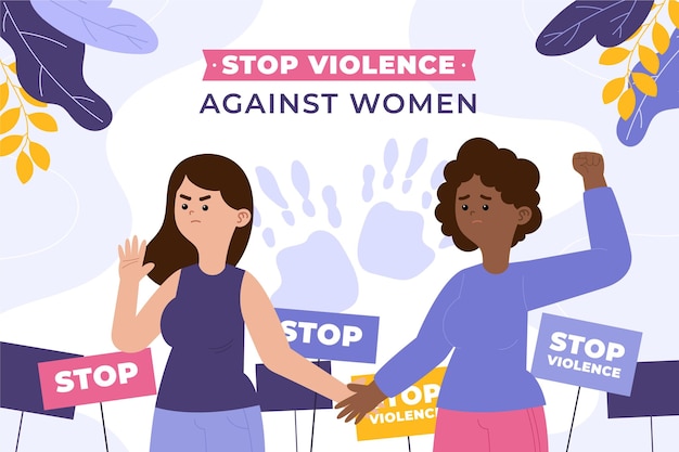 Bezpłatny wektor ręcznie rysowane płaski międzynarodowy dzień eliminacji przemocy wobec kobiet w tle