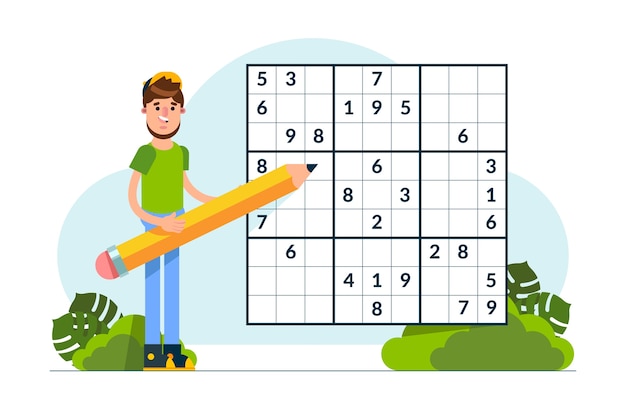 Bezpłatny wektor ręcznie rysowane płaski projekt gry sudoku