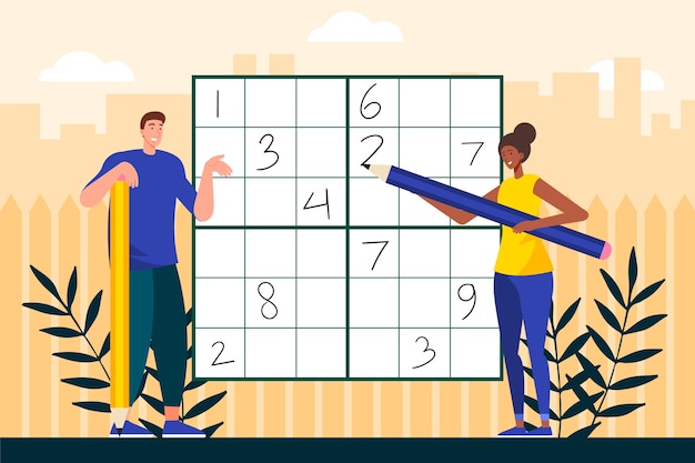 Bezpłatny wektor ręcznie rysowane płaski projekt gry sudoku
