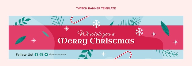 Bezpłatny wektor ręcznie rysowane płaski świąteczny baner twitch