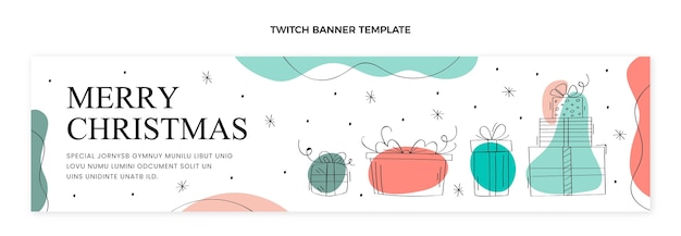 Ręcznie rysowane płaski świąteczny baner twitch